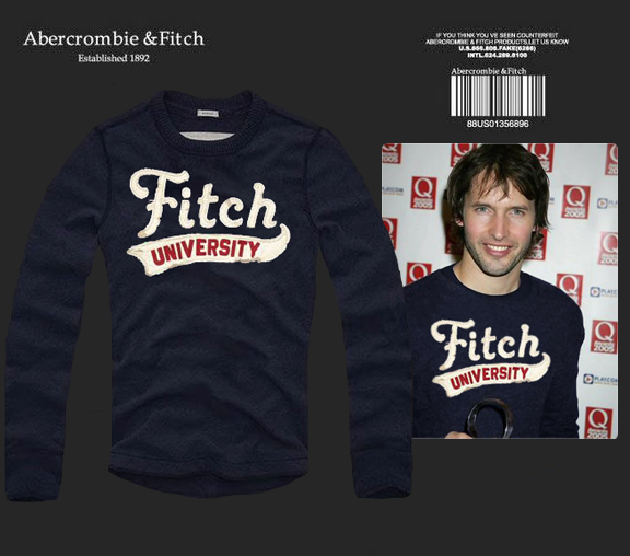 Abercrombie Fitch Hombres De Cuello Redondo Con Gente Fotos Largo Remera AF6080